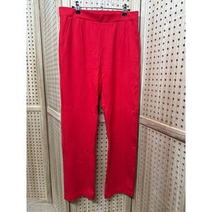Urban Coco Womens Red High Rise Straight Leg Stitched Crease Dress Pants Large